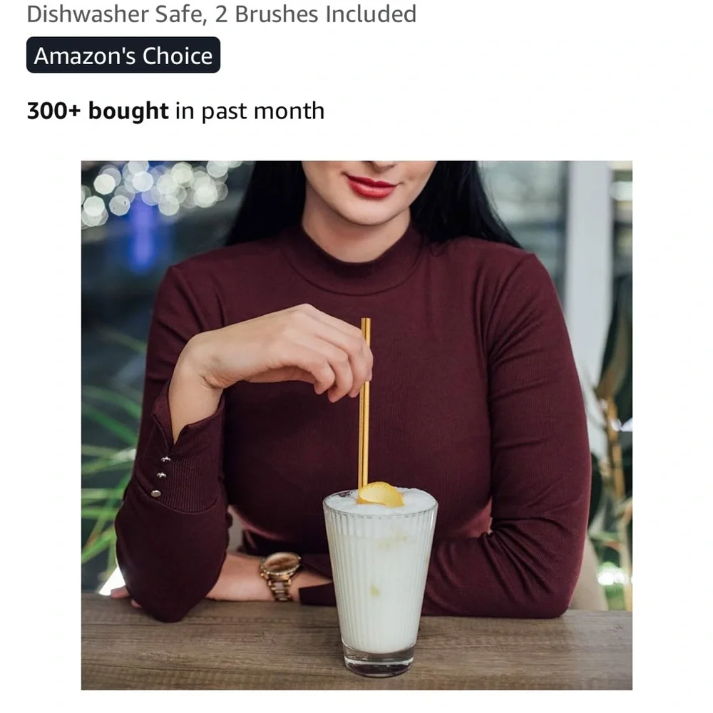 ❤️❤️❤️ Gold Stainless Steel Metal Straws Set of 12